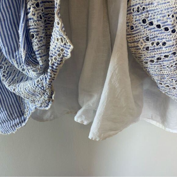 ASOS Tie Shoulder Striped Smocked Mini Sun Dress 100% Cotton Size 10 - Picture 8 of 11